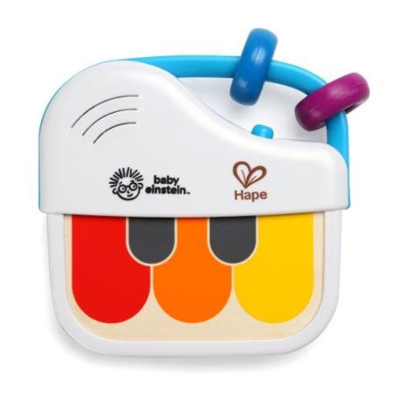 Magic Touch Mini Piano, a wooden musical toy for babies, features tap-activated melodies and promotes fine motor skills.