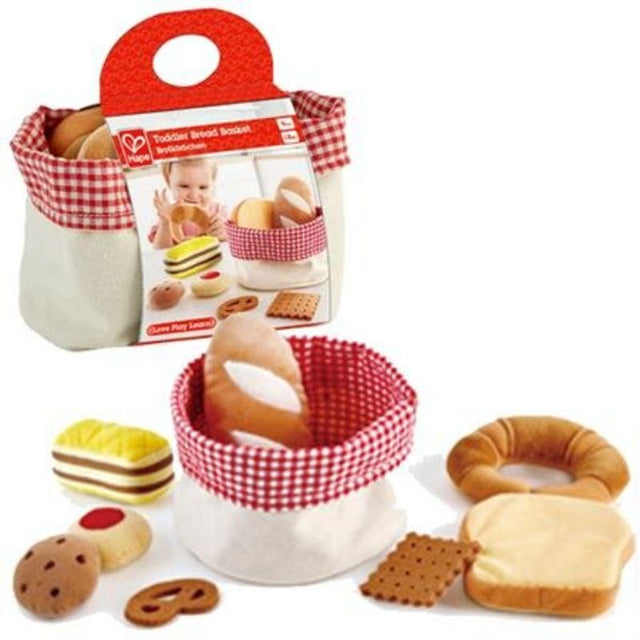 Toddler Bread Basket with velvety felt foods like toast, baguette, and cookies for imaginative pretend play and fine motor skills.