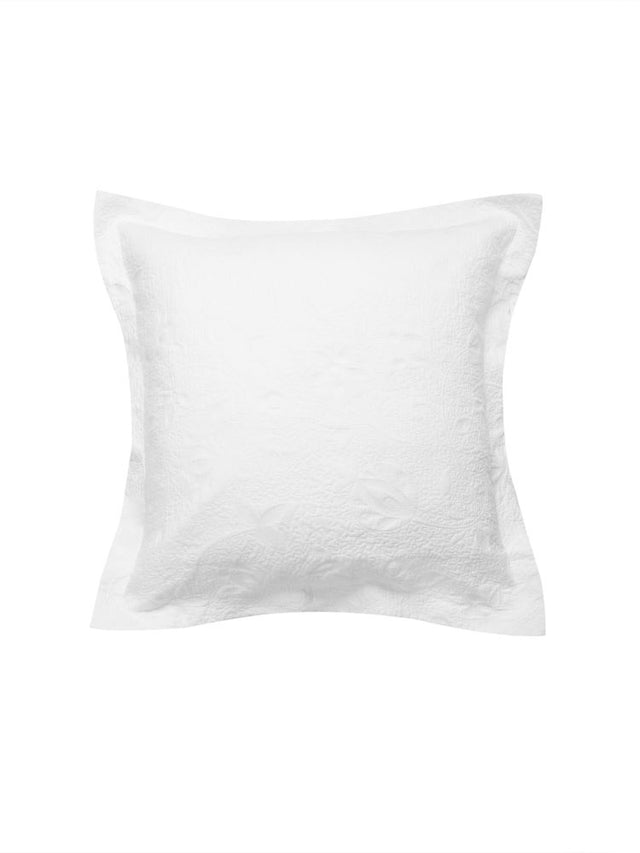 Chantel White Euro Pillowcase in soft 100% cotton, enhancing bedroom elegance and comfort with a crisp, clean look.