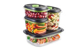 Set of 2 FoodSaver containers with airtight design for marinating and storing food, BPA-free and microwave safe.
