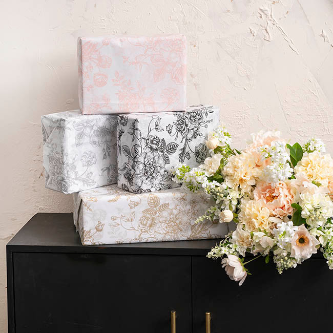 Tissue Paper Inspo Florals Pk100 21gsm Gold White