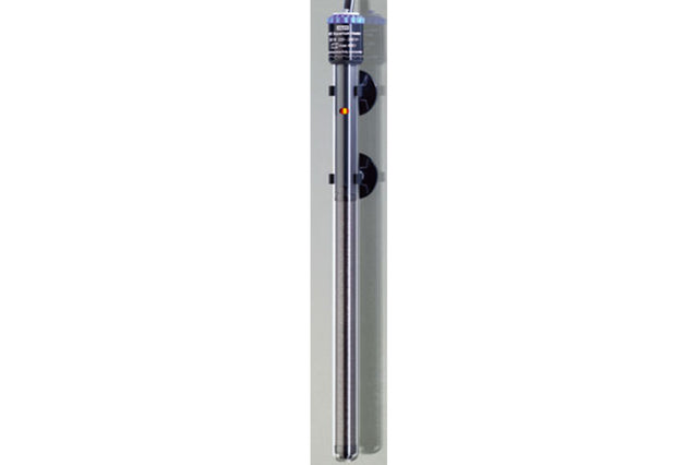 Jager Heater 200w, a fully submersible aquarium heater for 400L tanks, offering precise control from 18-34°C in durable glass.