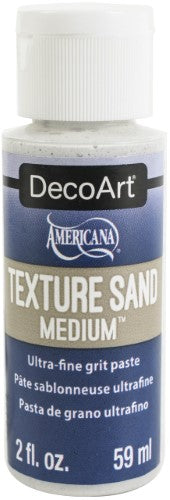 Decoart 2oz Sand Texture Medium: ultra-fine grit paste for adding texture to acrylic paints and crafts.