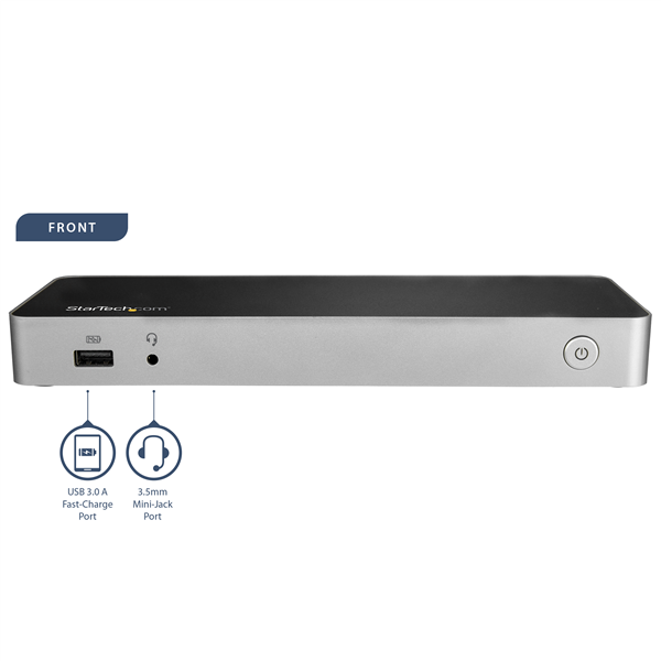 Dual Monitor USB C Dock - Windows/Mac - Dual 4K DP/HDMI - 60W Power Delivery, SD