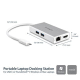 USB-C Multiport Adapter for Laptops - PD - 4K HDMI GbE - USB 3.0 - Silver/White