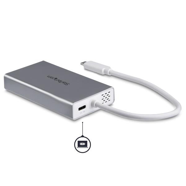 USB-C Multiport Adapter for Laptops - PD - 4K HDMI GbE - USB 3.0 - Silver/White