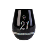 21st Birthday Black Stemless Wine Glass