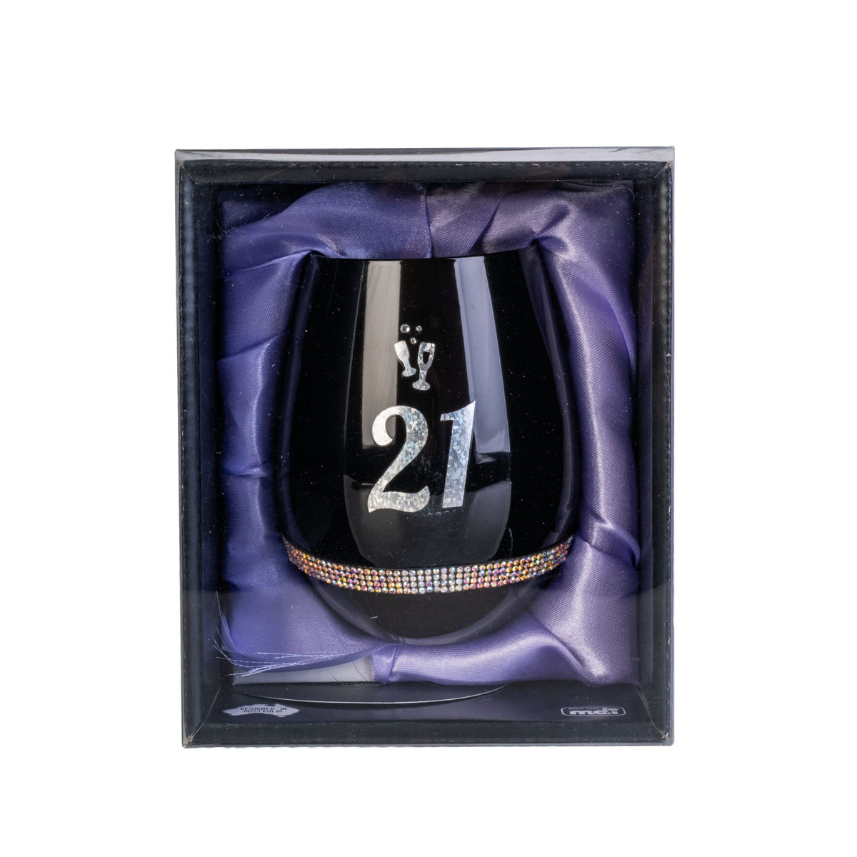 21st Birthday Black Stemless Wine Glass