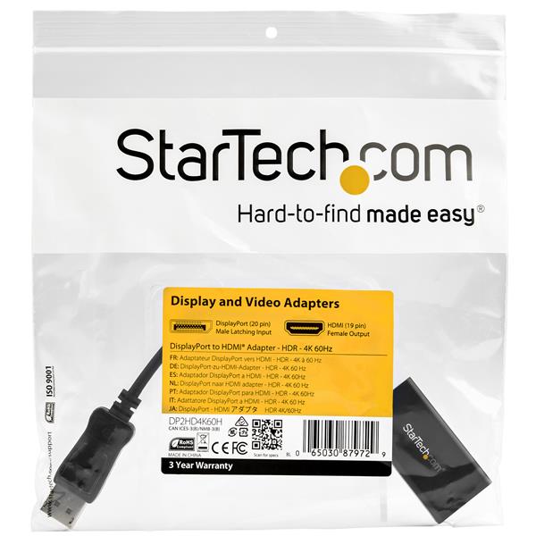 DisplayPort to HDMI Adapter - HDR 4K 60Hz - DP to HDMI Dongle