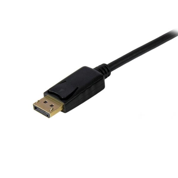 3ft active DisplayPort to VGA adapter in black, supports 1920x1200 resolution for clear video output.