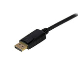 3ft active DisplayPort to VGA adapter in black, supports 1920x1200 resolution for clear video output.