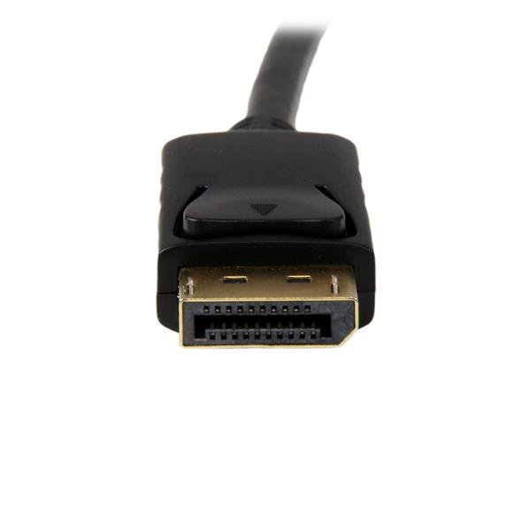 3ft DisplayPort to VGA adapter in black, connects DisplayPort devices to VGA monitors with high video resolution support.