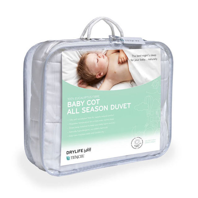 Baby Cot Duvet Inner All Season Drylife, 100% eucalyptus, hypoallergenic, breathable, great for year-round comfort, 100x120cm.