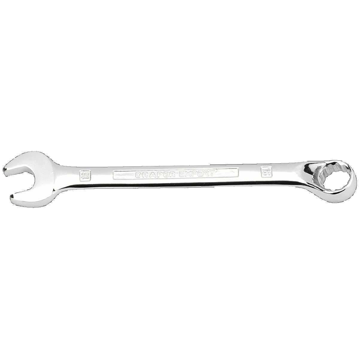 DRAPER Combination Spanner 16mm with HI-TORQ design, chrome vanadium steel, 15° angled ends for maximum torque and access.