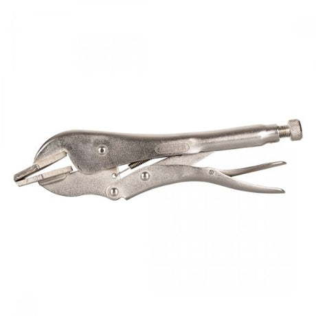 Draper Locking Pliers with wide jaw for strong grip, designed for metalwork, upholstery, and sheet metal projects.