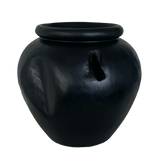 Natural teak pot with Yakisugi finish, ideal for orchids or dried flowers; perfect for indoor and outdoor decorative use.