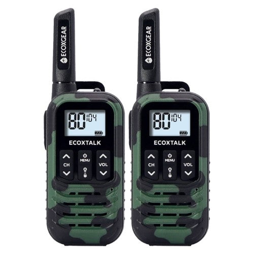 Ecoxgear Ecoxtalk 500mw Compact Handheld UHF Radio 3km Green Camo, 2’s Pack