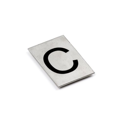 Adhesive Number/Letter Black 50x30 - Brushed Stainless Steel -C