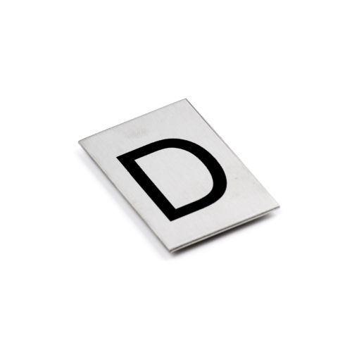 Adhesive Number/Letter Black 50x30 - Brushed Stainless Steel -D