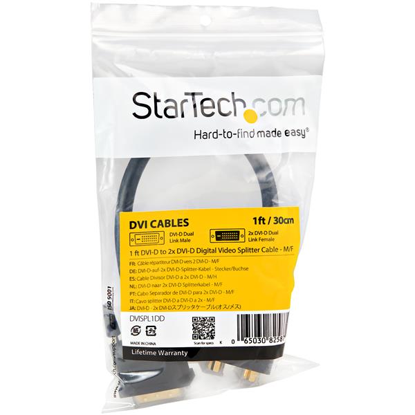 30cm (1 ft) DVI-D to 2x DVI-D Digital Video Splitter Cable - M/F