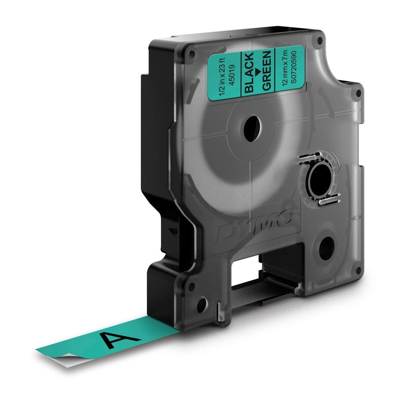 Dymo Blk on Grn 12mmx7m Tape
