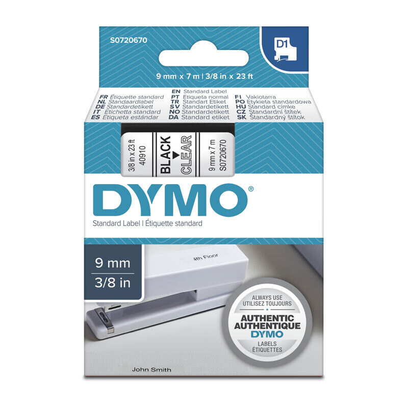 Dymo Blk on Clr 9mm x7m Tape