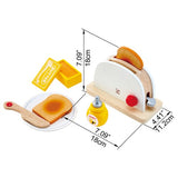 Colorful Hape Pop-Up Toaster Set for imaginative breakfast play, perfect for kids 24 months and older.