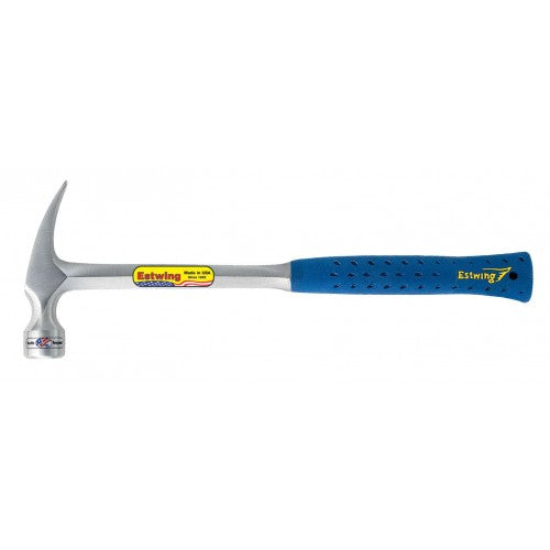 Estwing E328 28oz carpenter's hammer with shock reduction grip, solid steel construction, and 16-inch handle for powerful striking.