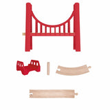 Hape Extended Double Suspension Bridge for train sets, 17 pieces, 18.90"x4.72"x9.45", durable, safe, and imaginative play.