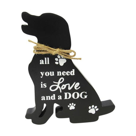 Adorable 'Love Dog' wall art shelf sign, 18 cm tall by 14 cm, perfect for dog lovers' home decor.