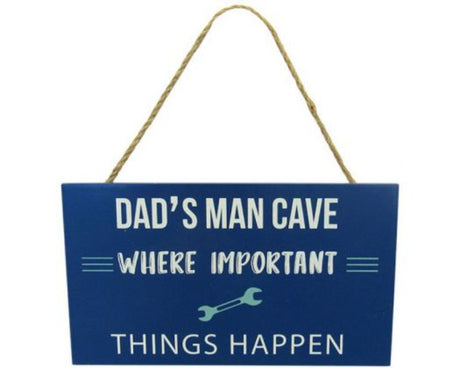 Wood Man Cave Hanger sign with twine, 21x12 cm, adds rustic charm to your personal retreat and decorates your hangout space.