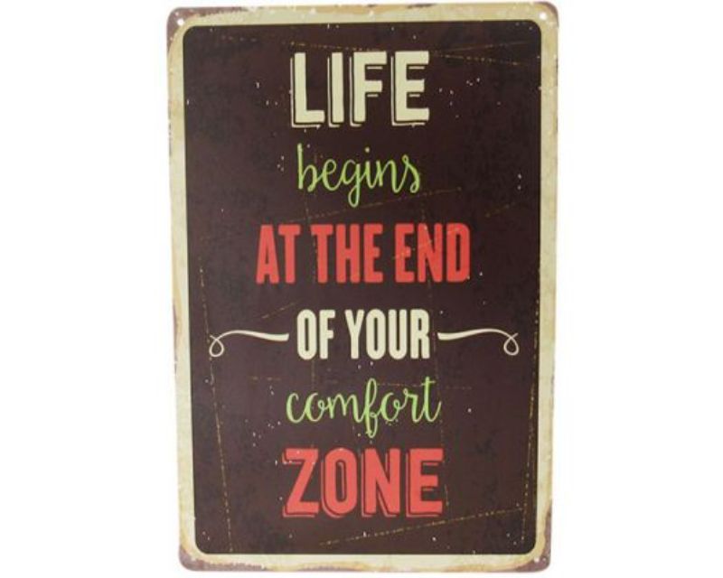 Retro art tin sign featuring vibrant colors, promoting comfort and relaxation, measuring 30cm x 20cm.