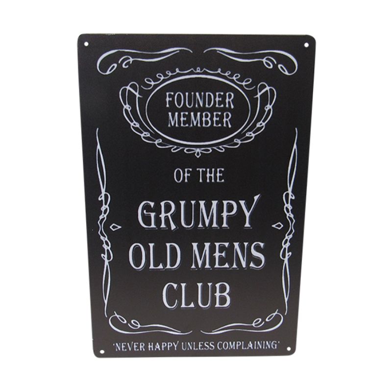 Humorous 30cm Grumpy Men tin art sign, perfect for adding quirky retro charm to any space.