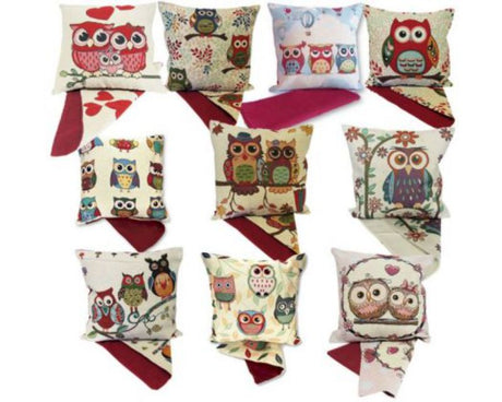 Set of 10 whimsical owl cushion covers, 44cm x 44cm, perfect for adding charm to any living space.