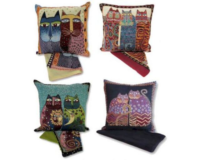 Set of 4 whimsical cat cushion covers, 44cm x 44cm, perfect for adding charm and comfort to any room.