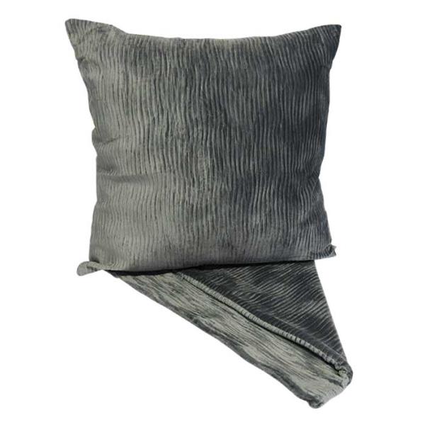 Textured wave cushion cover in sleek steel color, crafted from premium fabric, perfect for modern home decor.