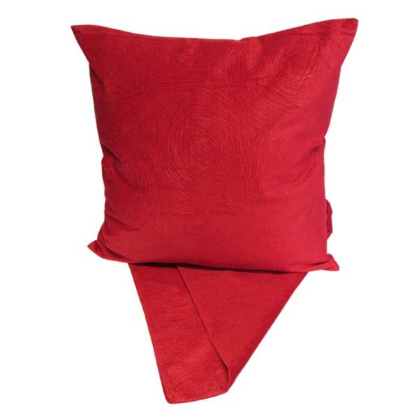 Vibrant red cushion cover with swirl pattern, perfect for adding color and style to any room. Durable and easy to clean.