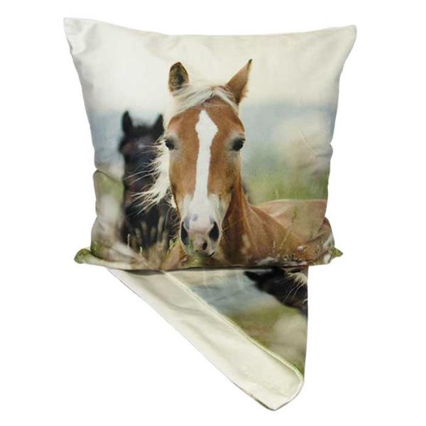 Cushion Cover Plush Two Horses