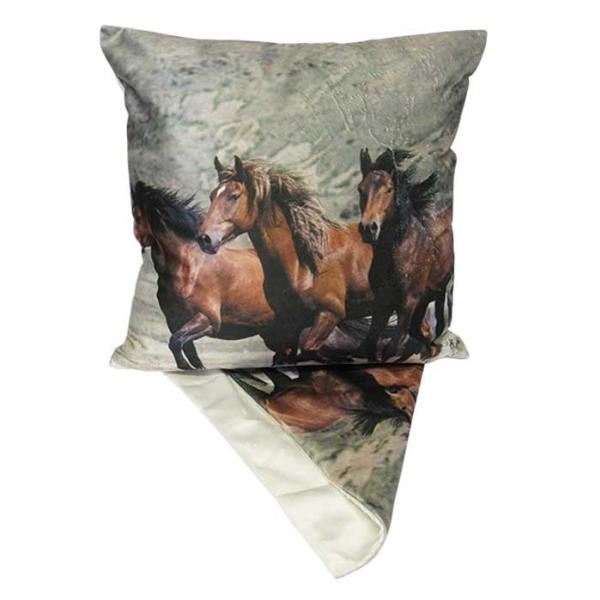 Cushion Cover Plush Herd of Horses