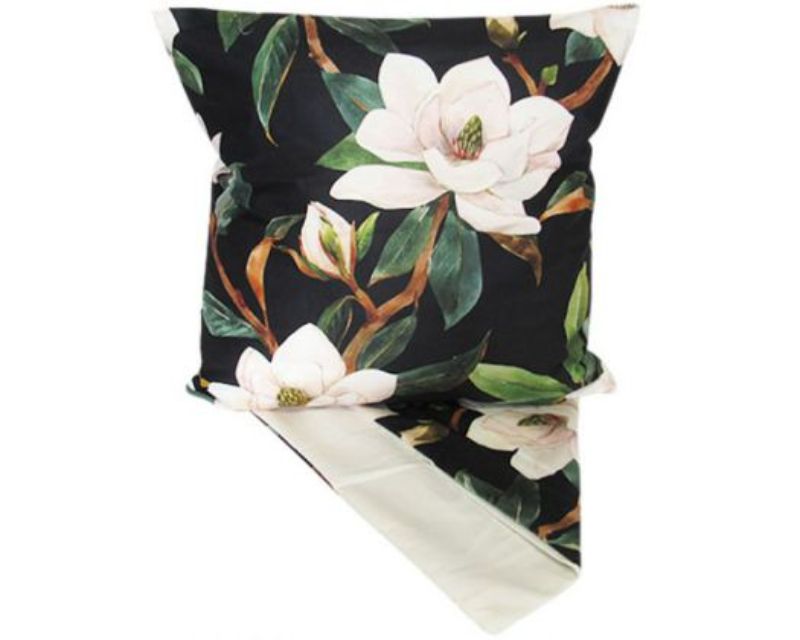 Elegant white lotus cushion cover, 44 x 44 cm, adds tranquility and sophistication to any room decor.