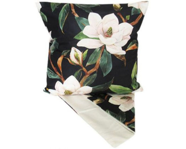 Elegant white lotus cushion cover, 44 x 44 cm, adds tranquility and sophistication to any room decor.
