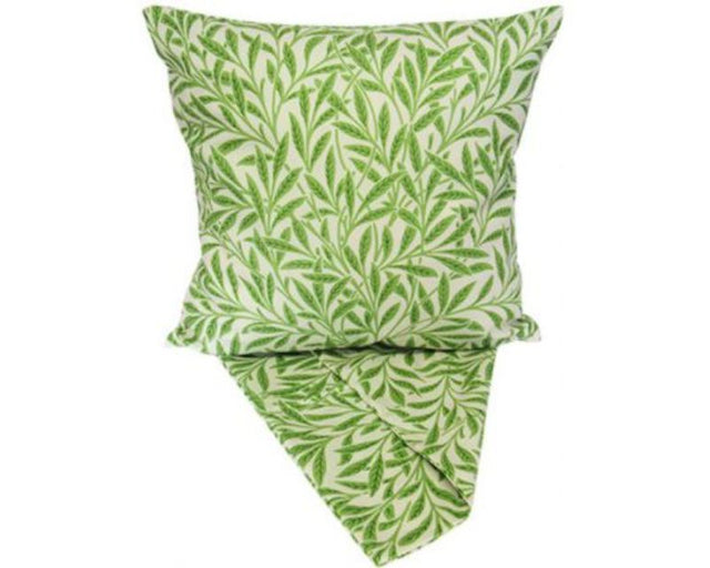 Cushion cover featuring intricate garden vines pattern in green, adds nature-inspired elegance to any room decor.