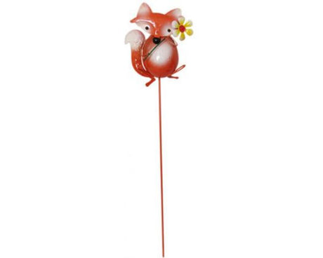 Whimsical metal fox garden stake, 41 cm tall, adds playful charm and color to outdoor spaces.