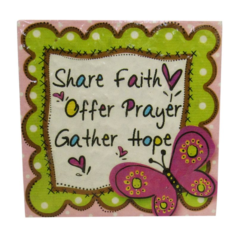Wall Hanging - Message Tile Offer Prayers (9.5cm)