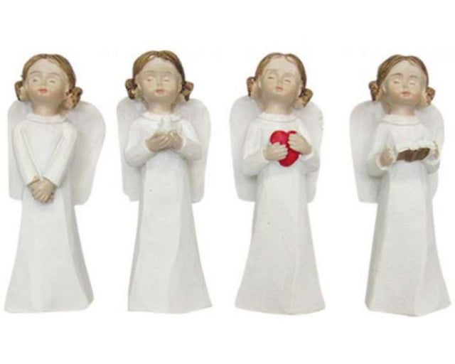 Set of 4 enchanting cherub ornaments, each 9 cm tall, adding elegance and charm to holiday or year-round decor.