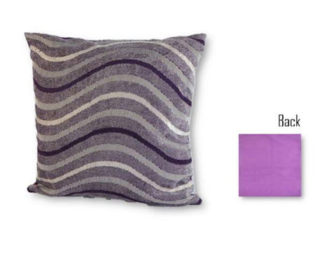 Elegant purple waves cushion cover, 44x44 cm, durable fabric, vibrant decor accent, easy-clean zipper design.