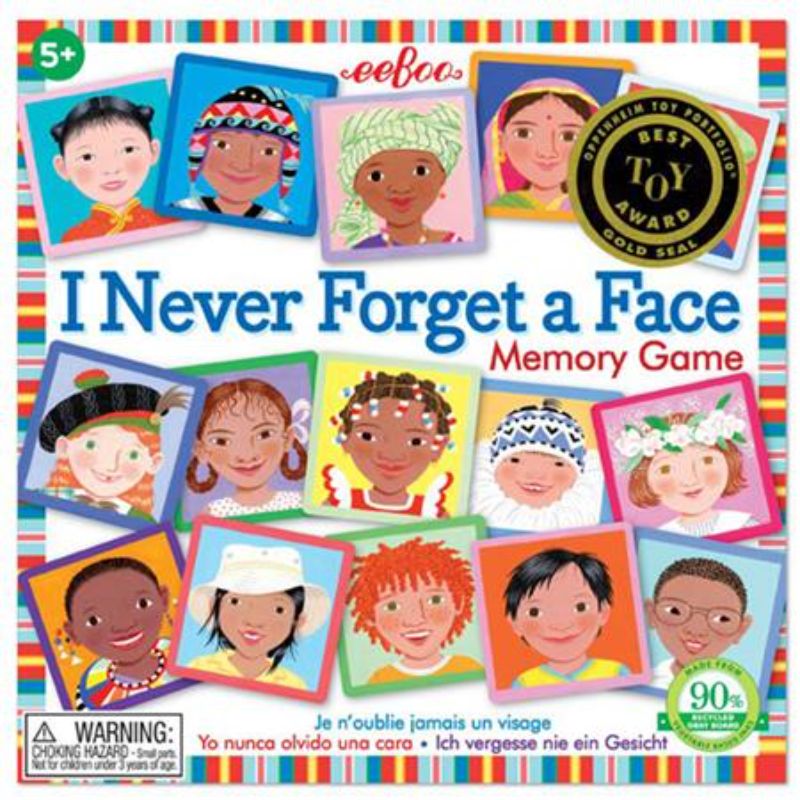 Smiling faces of 24 diverse children in a memory game that promotes learning about cultures and empathy for ages 5 and up.