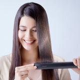 Nanoe™ Hair Straightener with photo ceramic plates, five heat settings, and ergonomic design for silky, hydrated hair.