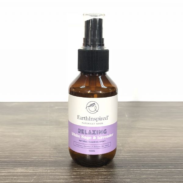 A 100ml spray bottle of White Sage & Lavender Clearing Spray for purifying and uplifting any space with a soothing aroma.