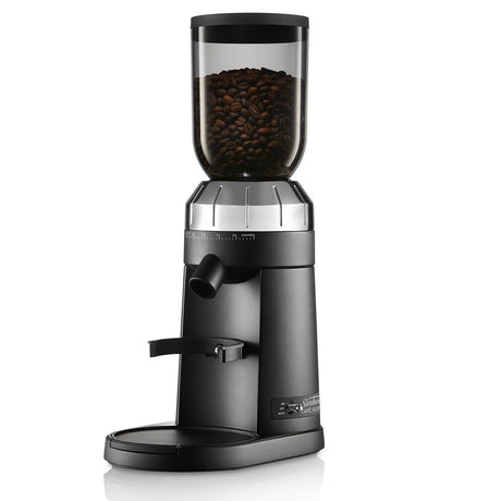 Sunbeam Café Series conical burr coffee grinder with 24 grind settings, 250g capacity, and durable die-cast metal body.